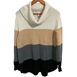 St. John's Bay Super Soft Striped Cowl Neck Sweater Women's Size XL